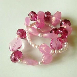 Handmade Pink Chunky Bracelet Set